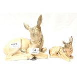 Poole Pottery fawn/gazelle 806/1 by Marjorie Drawbell plus fawn/gazelle 806/2.