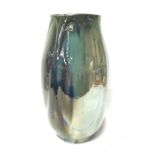 Carter & Co Poole Pottery large lustre vase with formed panels in strong blue & green colours