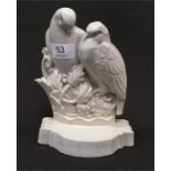 Carter Stabler Adams Poole Pottery lovebirds bookend in plain glaze a/f.