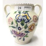 Poole Pottery OH pattern two handled vase shape 462 by Ruth Pavely 7.75" (19cms)