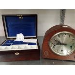 A Vintage jewellery box together with a Westminster chiming mantle clock.