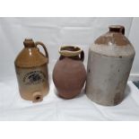 Two stoneware flagons and a jug.