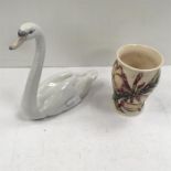 A Lladro Swan and Moorcroft vase.