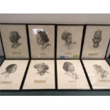 A set of 15 framed and glazed prints of African pencil portraits. 3 are unglazed.