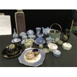A large collection of Wedgwood jasper ware and other items.