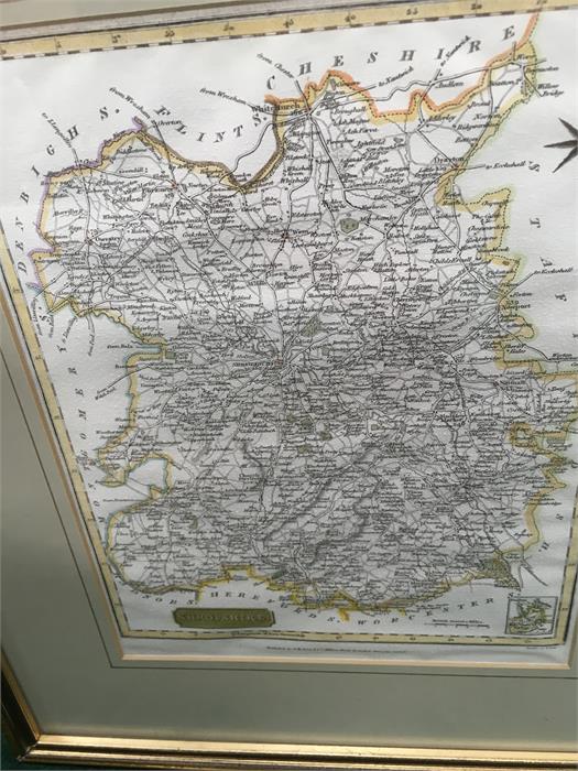 Mixed glass with a framed map of Shropshire. - Image 5 of 5