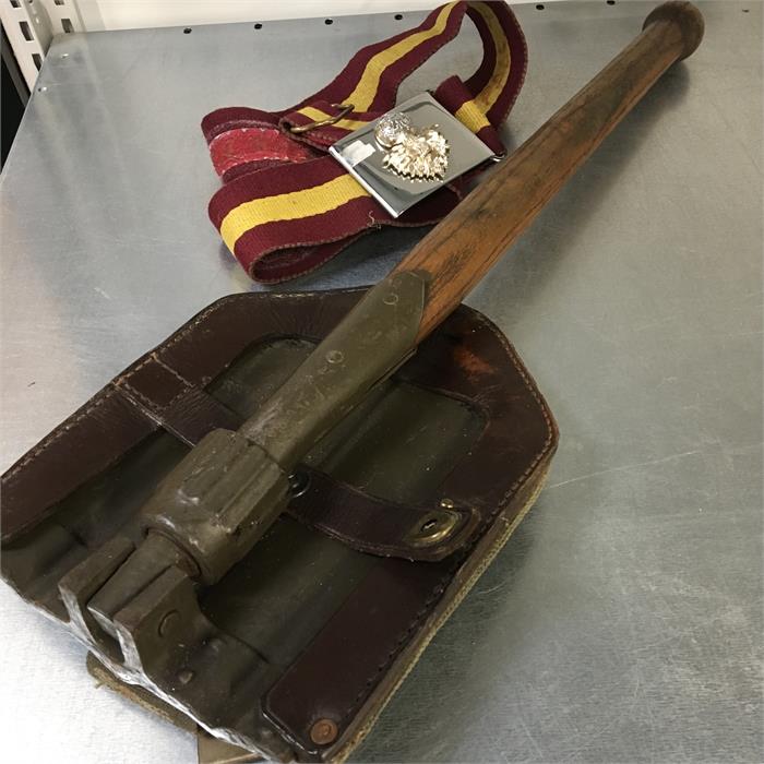 A fuselier belt with a World War ll trench shovel.