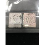 Dominica 1874. S.G.1 and 3 used. CC watermark. Perf 12 1/2. Cat. £120.