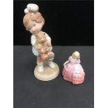 A Doulton Figurine "Rose" and a model of a child with teddy bear, 10" high.