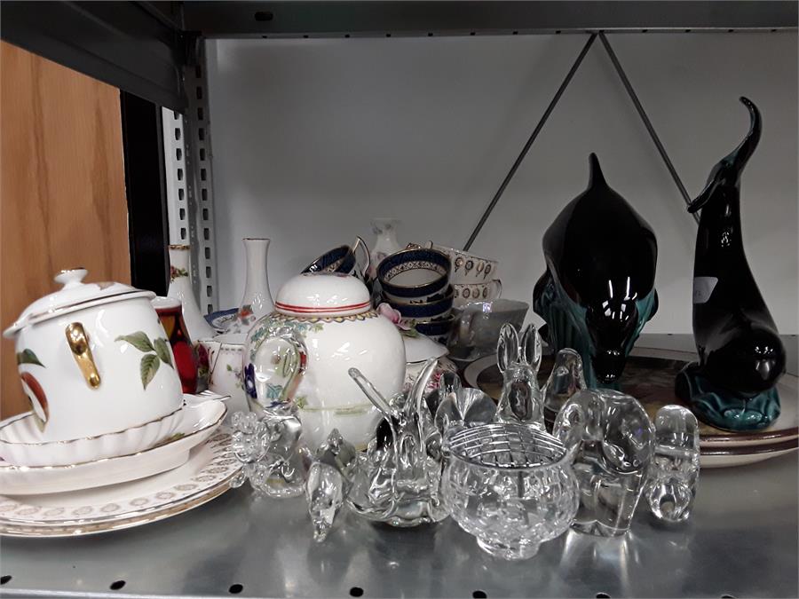 Mixed china and glass to include slide, glass animals, Poole Pottery etc. - Image 2 of 3