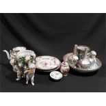 A collection of early Oriental china to include a Cantonese mug and clobbered china, plates,