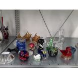 Various coloured glass to include mainly small animals.