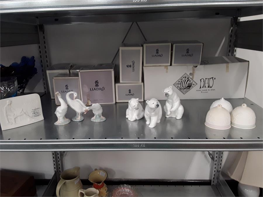 Ten pieces of Lladro with boxes in good condition. Three polar bears, three bells, three ducks and a