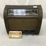 Vintage G&E radio, along with original purchase documents.