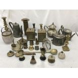 Various brass ware and silver plate.