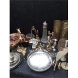 A quantity of metalware.