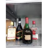 Five bottles of various alcohol to include Bells Whisky, Smirnoff Vodka, Soiree Coffee Liqueur,