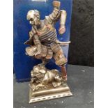 A bronze art gallery figure: Samurai, boxed.