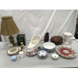 An assortment of chinaware including examples of Portmeirion and Wedgwood.