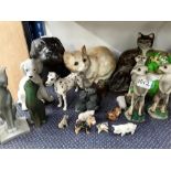 Various animal ornaments to include cat's and dogs.