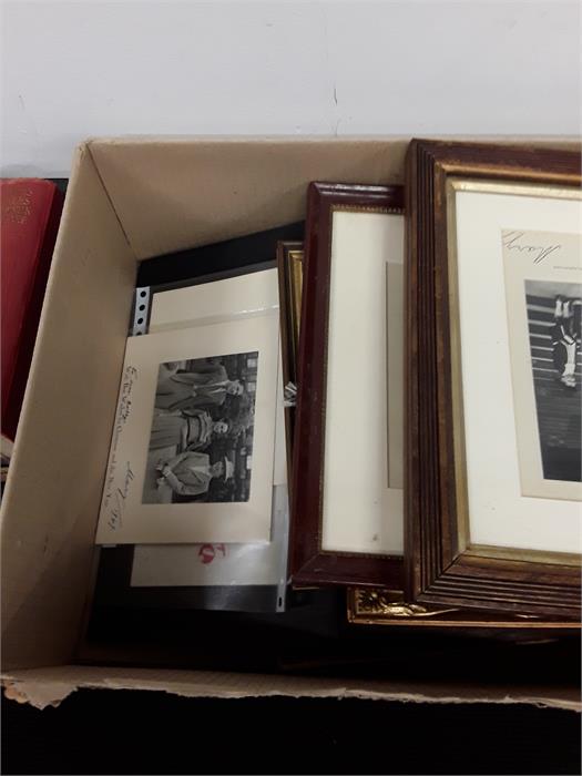 A box containing Royal Ephemera to include Mary photographs 1956 at a London guild with top hated - Image 2 of 2
