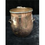 A Swedish army copper lidded pot with impressed mark FFV. 7" high.