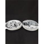 A set of Eight siege of Paris transfer decorated plates to inc un clan chassee l autis 'Creil Et