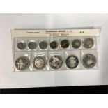 A complete set of Austrian proof coins from 1974