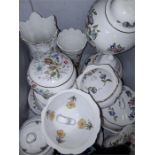 Two boxes of china to include Poole Pottery dolphin Royal Osbourne Anysley , Pembroke ,wade etc