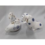 Royal Crown Derby animals in a imari blue and white pattern consisting of a ,duck dog sealion