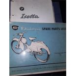 An B M W Isetta manual with quickly NSU spare parts moto bike list book.