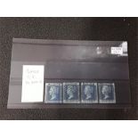 G.B. 1858-69. 4 x 2d blues used. Plates 7,9,14 and 15. CAT £122 min.