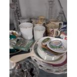 A selection of china transfer decorated plates, red ware,etc