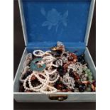 A box of costume jewellery to include some watches.