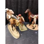 Three interesting collection of resin jockey on horseback ,two including certification of