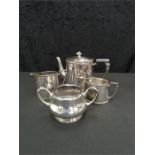 A WMF twin handled sugar bowl and a silver plated teaset.