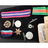 Three 2nd ww army medals badges etc