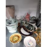 A quantity of mixed glass and china including a Beswick 1940s jug (crack) Poole Pottery,etc