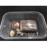 A mixed lot including a silver cigarette case, silver chain etc.