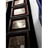 Four hallmark silver pictures. of horses and riders in frames