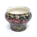 Moorcroft late Florian cache pot, panel design on a butterscotch ochre background, rare colourway.