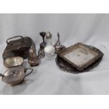 A small quantity of silver cruet sets and plated items.