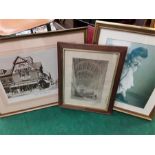 A print of Poole High Street circa 1900 together with a picture of a little girl and another print.