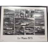 Le Mans 1970 framed print of photo's by Jean Marie Martin. Limited edition and signed No 23/150