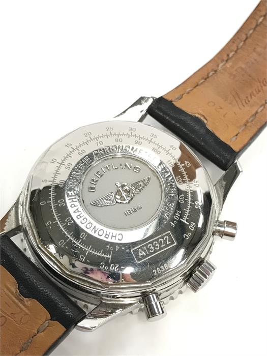 A Breitling Navitimer 2001 Chronometre Wrsitwatch, on leather strap with pin buckle. Excellent - Image 3 of 3