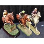 Three interesting collection of resin jockey on horse , two including certification of