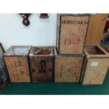 Five storage tea chests from various suppliers