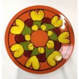 Poole Pottery delphis 14" (36cms) orange abstract charger by Beverly Mantel.