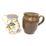 Poole Pottery HZ pattern art deco jug shape 604, with a Sylvan ware shape 898 jug.