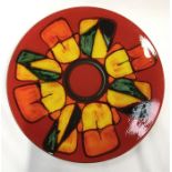 Poole Pottery delphis 14" (36cms) orange abstract charger by Angela Wyburgh.